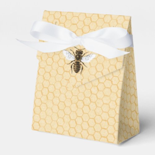 Vintage Bee on Honeycomb Favor Boxes