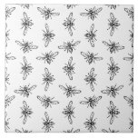 Vintage Bee Pattern CUSTOM BACKGROUND COLOR Ceramic Tile<br><div class="desc">A lovely vintage bee pattern with a white or custom background color!</div>