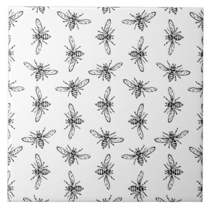Vintage Bee Pattern CUSTOM BACKGROUND COLOR Ceramic Tile
