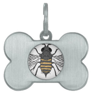 vintage bee pet ID tag