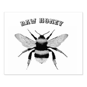 Vintage Bee Raw Honey Small Apiary Business Rubber Stamp