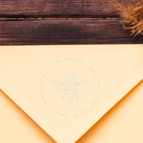 Vintage Bee Rustic Custom Name Resturn Address Embosser