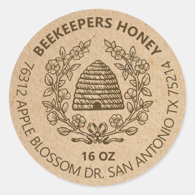 Vintage Bee Rustic Honey Jar Label (Front)