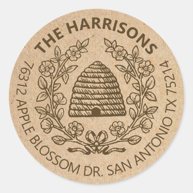 Vintage Bee Rustic Return Address Label (Front)