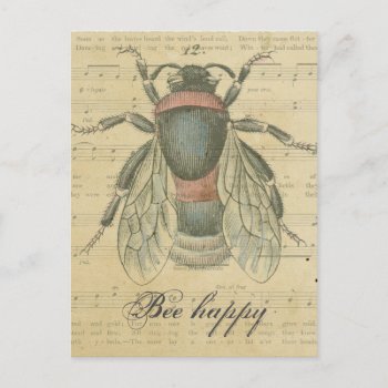 Vintage Bee Sheet Music Notes Bee Happy Customized by red_dress at Zazzle