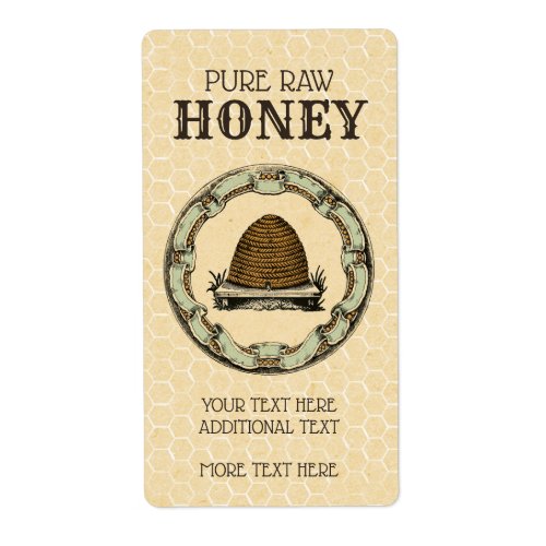 Vintage Bee Skep Honey Jar 2 Label