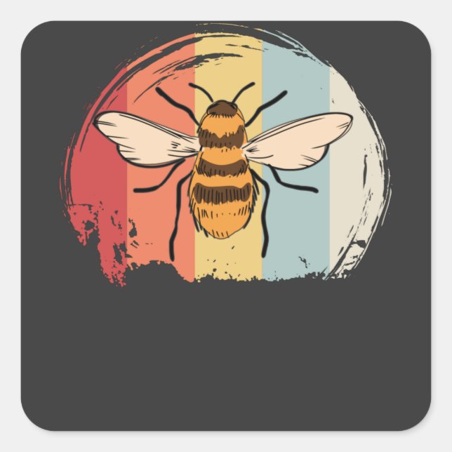 Vintage Bee Square Sticker (Front)