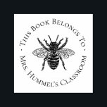Vintage Bee Teacher Bookplate Label Self-inking Stamp<br><div class="desc">Custom rubber stamp personalized with a teacher bookplate label and vintage bumblebee design. Text says "This Book Belongs To" personalized with the teacher's name for easy labeling of your classroom books or other supplies. Use the design tools to further customize your own unique stamp design.</div>