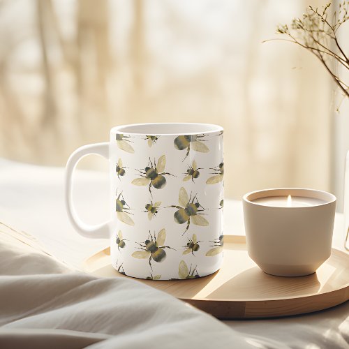 Vintage Bee Watercolor Coffee Mug