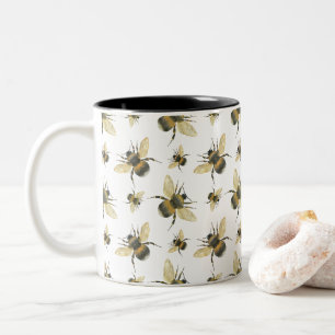 Vintage Bee Watercolor Two-Tone Coffee Mug