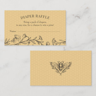 Vintage Bee Wildflower Diaper Raffle Insert Card