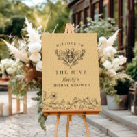 Vintage Bee Wildflower Shower Welcome Sign