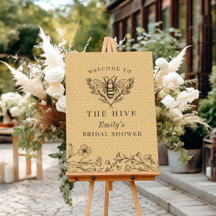 Vintage Bee Wildflower Shower Welcome Sign