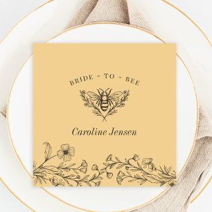Vintage Bee Wildflower Yellow Shower Napkins