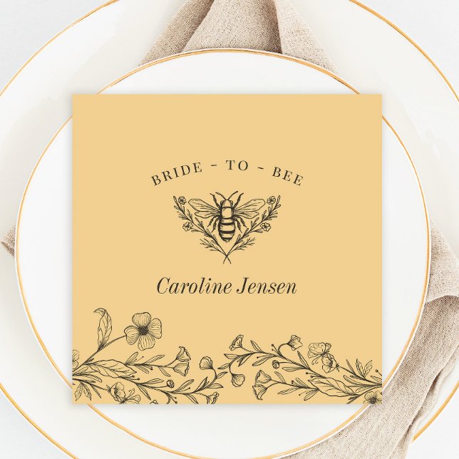 Vintage Bee Wildflower Yellow Shower Napkins (Creator Uploaded)