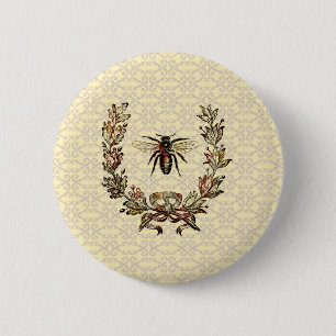 Vintage Bee Wreath Button