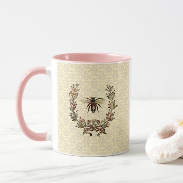 Vintage Bee Wreath Mug (With Donut)