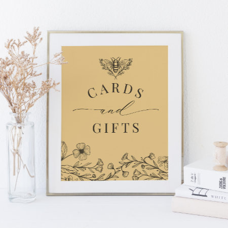 Vintage Bee Yellow Cards & Gifts Sign