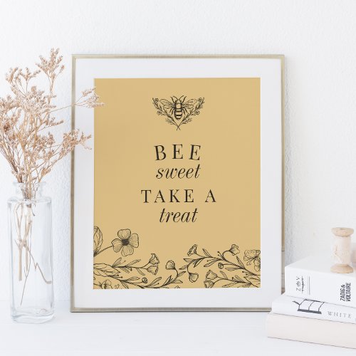 Vintage Bee Yellow Favors Sign