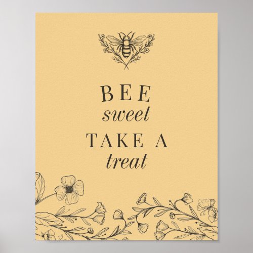 Vintage Bee Yellow Favors Sign - Vintage Bee Yellow Favors Sign  - Bee Sweet Take a Treat. Perfect for bee themed bridal and baby showers.