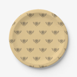 Vintage Bee Yellow Shower Paper Plate