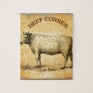 vintage beef chart with numbered cuts jigsaw puzzle