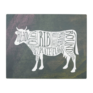 Vintage Beef Cuts Diagram Vintage Cow Meat Cut Metal Print