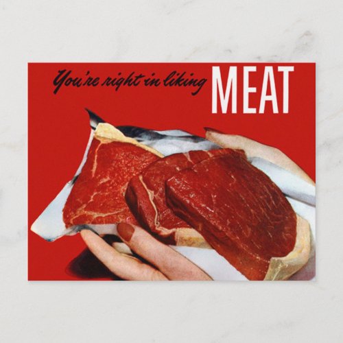 Vintage Beef Your Right in Liking Meat Postcard