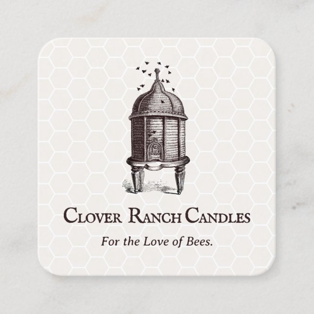 Vintage Beehive Beekeeping Apairy  Square Business Card (Front)