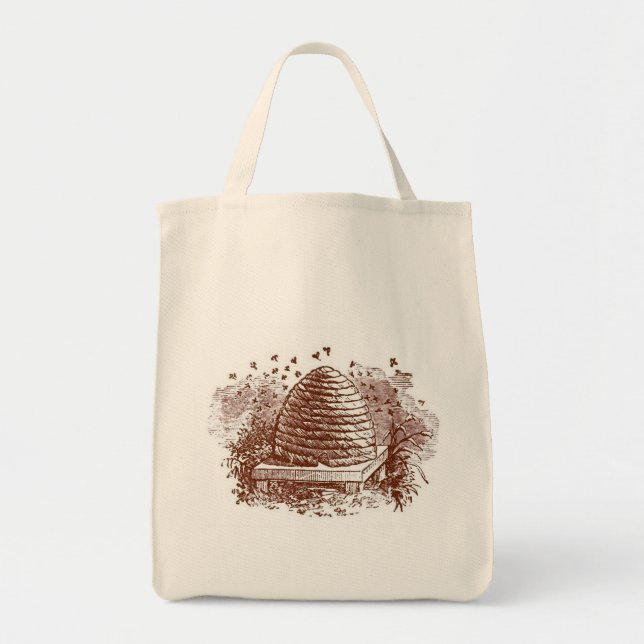 Vintage Beehive Beekeeping Tote Bag (Front)