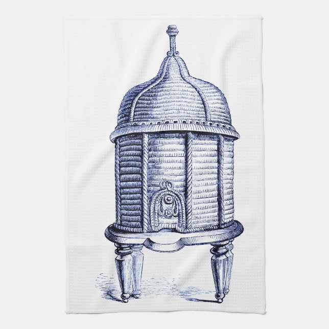 Vintage Beehive Blue Tint Towel (Vertical)