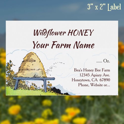 Vintage Beehive Custom Honey Bee 3 x 2 Food Label
