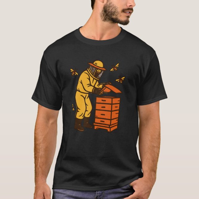 Vintage Beekeeper Art Cotton T-Shirt (Front)