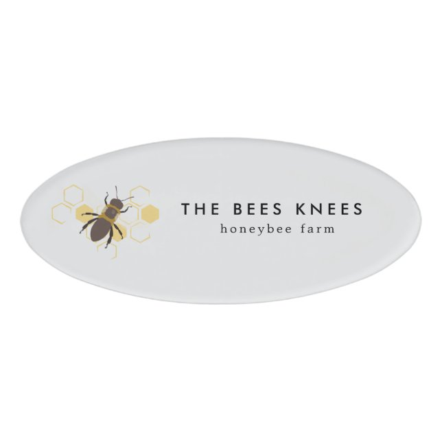 Vintage Beekeeping & Honeybee Farm Business Name Tag (Front)