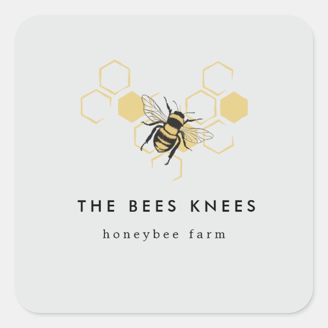 Vintage Beekeeping & Honeybee Farm Business Square Sticker (Front)
