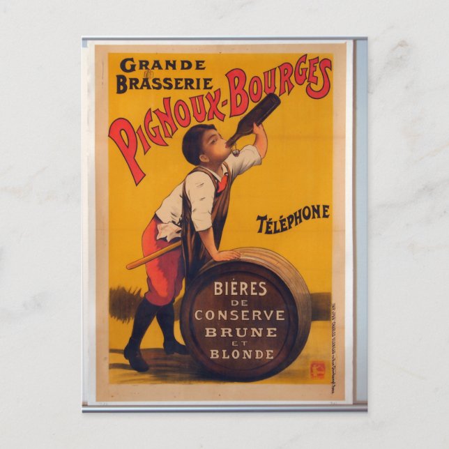 Vintage beer advertising poster Grande brasserie Postcard (Front)