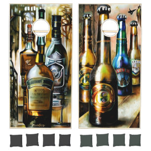 Vintage Beer And Whiskey Cornhole Set