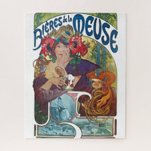 Vintage Beer Art Nouveau Alphonse Mucha Art Jigsaw Puzzle
