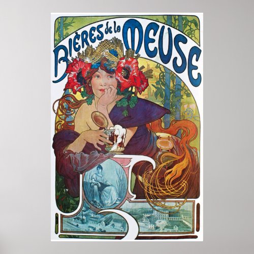 Vintage Beer Art Nouveau Alphonse Mucha Poster