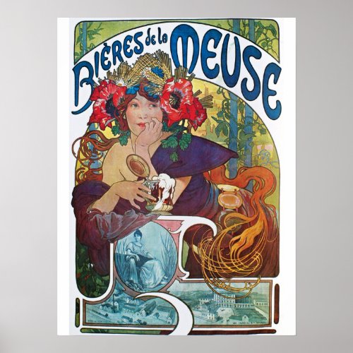 Vintage Beer Art Nouveau Alphonse Mucha Poster