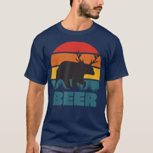 Vintage Beer Deer Bear Retro Funny Hunting Hunters T-Shirt