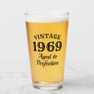 Vintage beer drinking glass gift for 50th Birthday