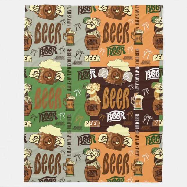 Vintage Beer Fleece Blanket (Front)