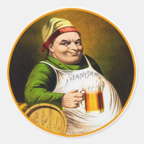 Vintage Beer German Beer Drinker Healthy Drink Classic Round Sticker