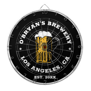 Vintage beer glass custom name est date text black dart board