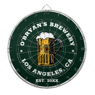 Vintage beer glass custom name est date text green dart board