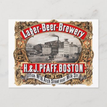 Vintage Beer H & J Pfaff Boston Brewery Postcard by seemonkee at Zazzle