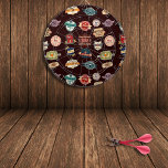 Vintage Beer Label Collage Dart Board<br><div class="desc">Vintage beer label collage background with (optional) dark brown.  You can customize the background color!</div>