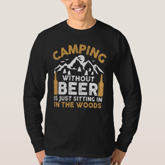 Vintage Beer Lover Camping T-Shirt (Front)