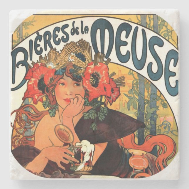 Vintage Beer Muse Stone Coaster (Front)